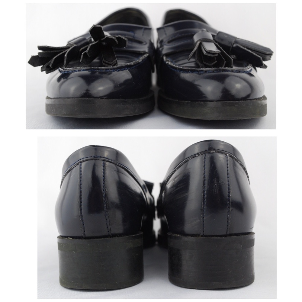 ZARA Women Navy Blue Flats Tassel Penny Loafers - Picture 5 of 8